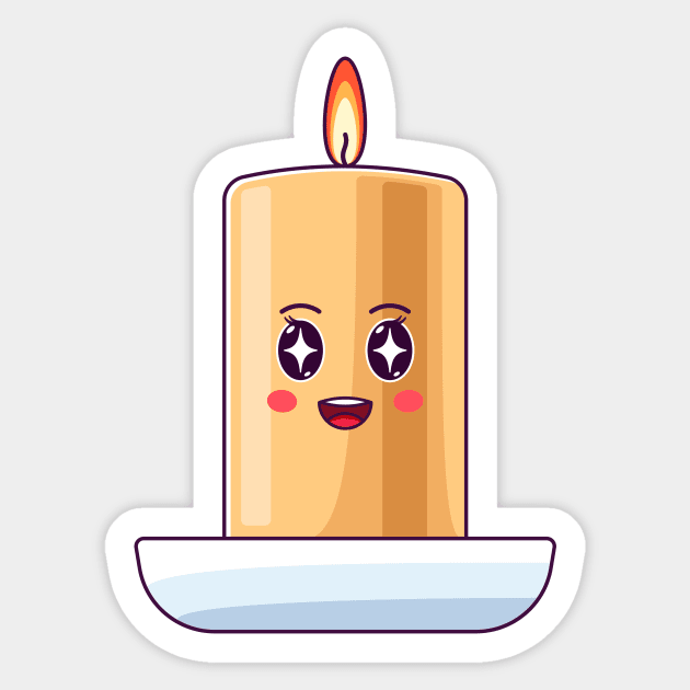 Cartoon Kawaii Burning Wax Candle with Star Strucking Face Sticker by DmitryMayer